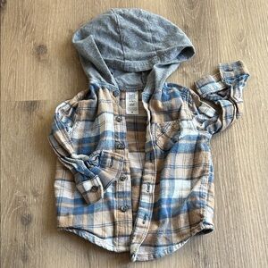 Carters Kids Plaid Button-Down Shirt with Hood